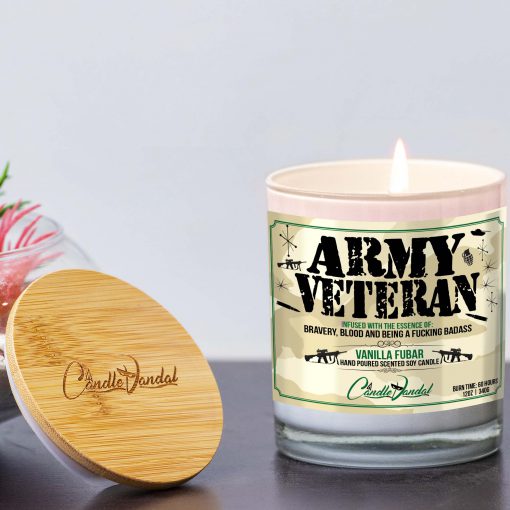Army Veteran Lid and Candle