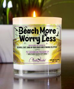 Beach More Wory Less Table Candle