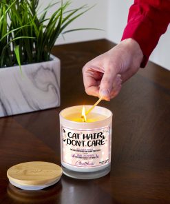 Cat Hair Don't Care Lighting Candle