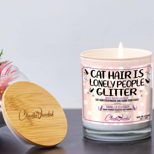 Cat Hair is Lonely People Glitter Lid and Candle