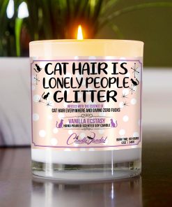 Cat Hair is Lonely People Glitter Table Candle