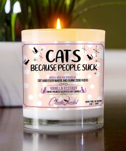 Cats Because People Suck Table Candle