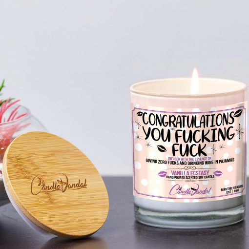 Congratulations You Fucking Fuck Lid and Candle