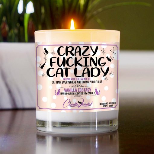 Crazy Fucking Cat Lady Table Candle