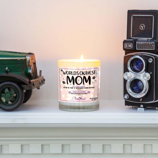 Worlds Okayest Mom Mantle Candle