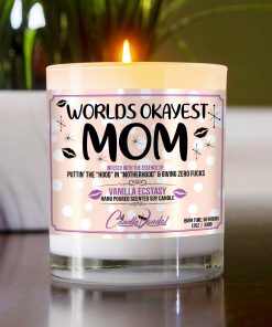 Worlds Okayest Mom Table Candle