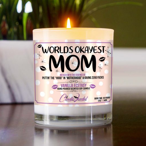 Worlds Okayest Mom Table Candle