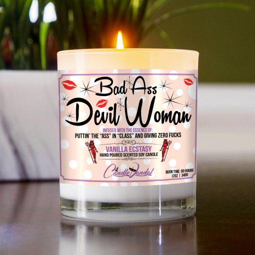 Bad Ass Devil Woman Table Candle