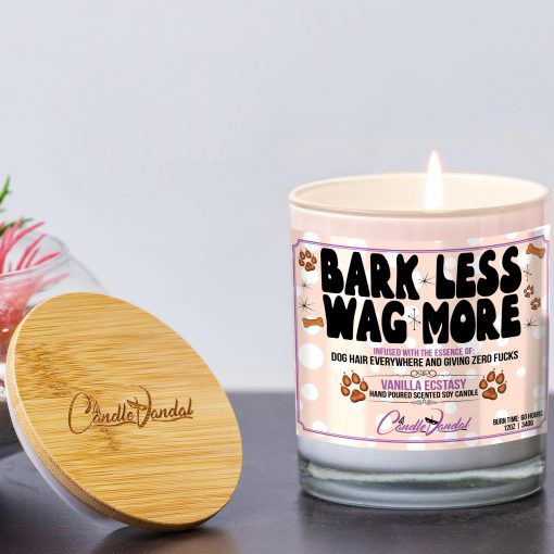 Bark Less Wag More Funny Dog Lid and Candle