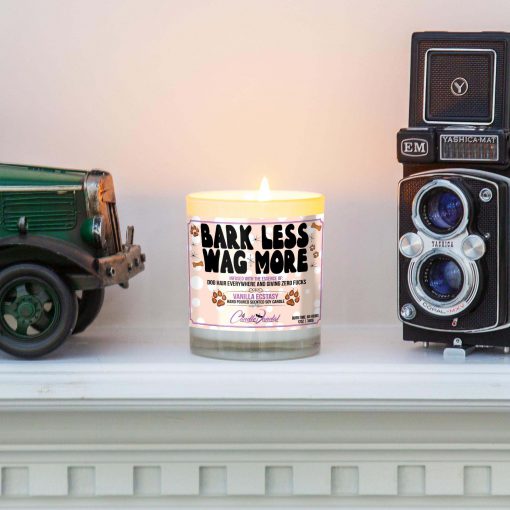Bark Less Wag More Funny Dog Mantle Candle