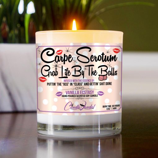 Carpe Scrotum Grab Life by the Balls Table Candle