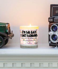 I'm So Gay I Shit Rainbows Funny Mantle Candle