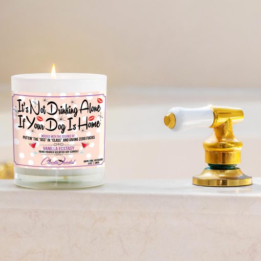 It's Not Drinking Alone if Your Dog is Home Funny Bathtub Candle