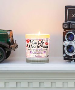 Kiss Me Where it Counts Funny Mantle Candle