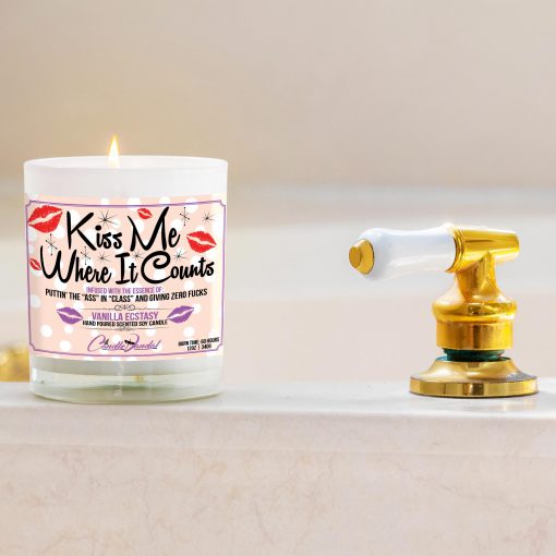 Kiss Me Where it Counts Funny Bathtub Candle