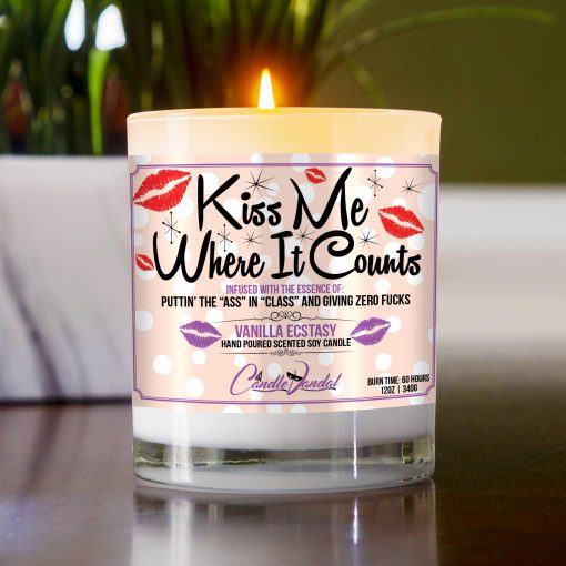 Kiss Me Where it Counts Funny Table Candle