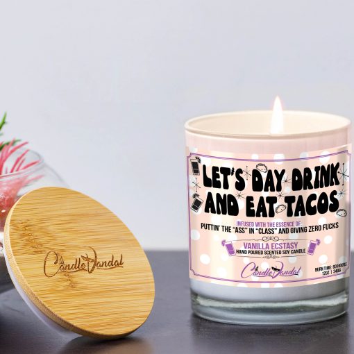 Let's Day Drink and Eat Tacos Funny Candle and Lid