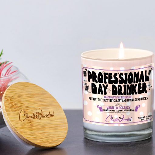 Professional Day Drinker Funny Candle and Lid