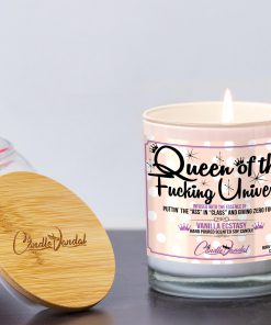 Queen of the Fucking Universe Funny Candle and Lid