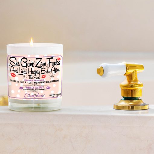 She Gave Zero Fucks and Lived Happily Ever After Funny Bathtub Candle