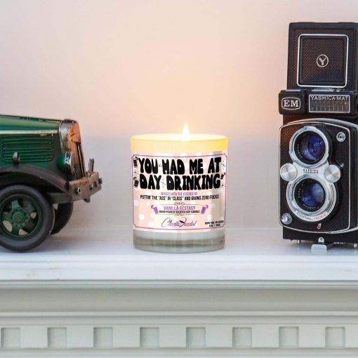 You Had Me at Day Drinking Funny Candle on Mantle