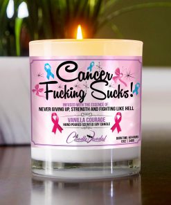 Cancer Fucking Sucks Table Candle