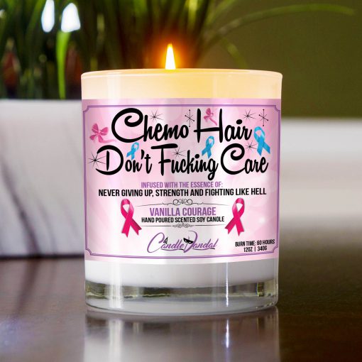Chemo Hair Don’t Fucking Care Table Candle