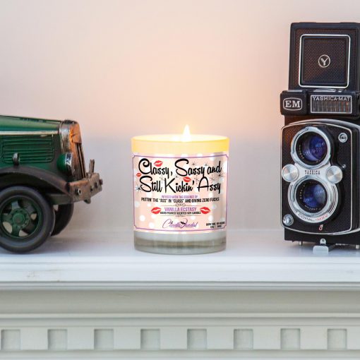 Classy Sassy and Still Kickin assy Mantle Candle