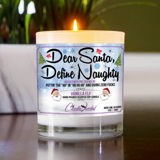 Dear Santa Define Naughty Table Candle