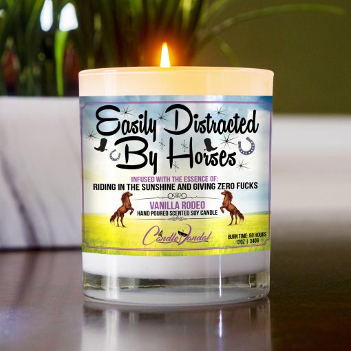 Easily Distracted By Horses Table Candle