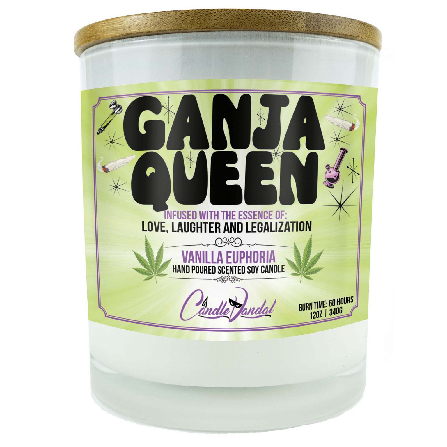 Ganja Queen Candle Funny Pot Weed Marijuana Stoner Candle