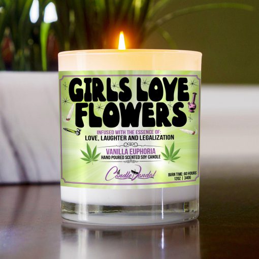 Girls Love Flowers Table Candle