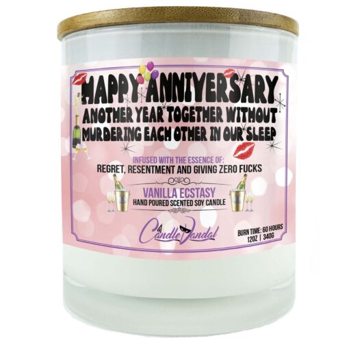Happy Anniversary Another Year Together Without Murdering Each Other In Our Sleep Candle