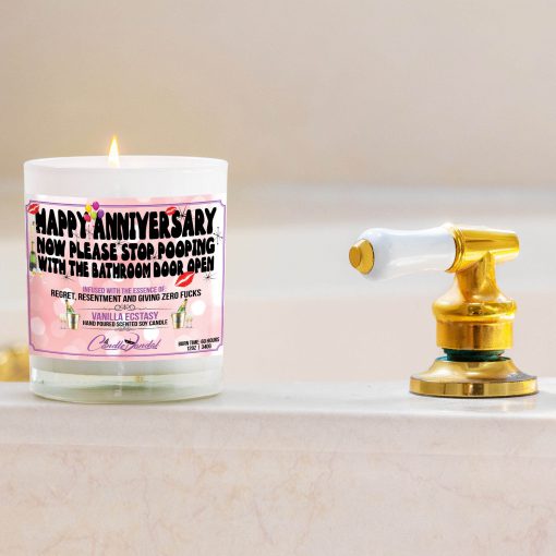 Happy Anniversary Now Please Stop Pooping With The Bathroom Door Open Bathtub Side Candle