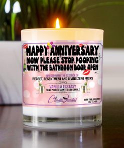 Happy Anniversary Now Please Stop Pooping With The Bathroom Door Open Table Candle