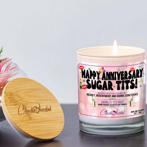 Happy Anniversary Sugar Tits Lid And Candle