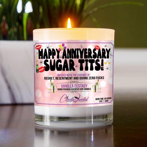 Happy Anniversary Sugar Tits Table Candle