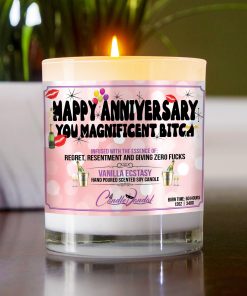 Happy Anniversary You Magnificent Bitch Table Candle