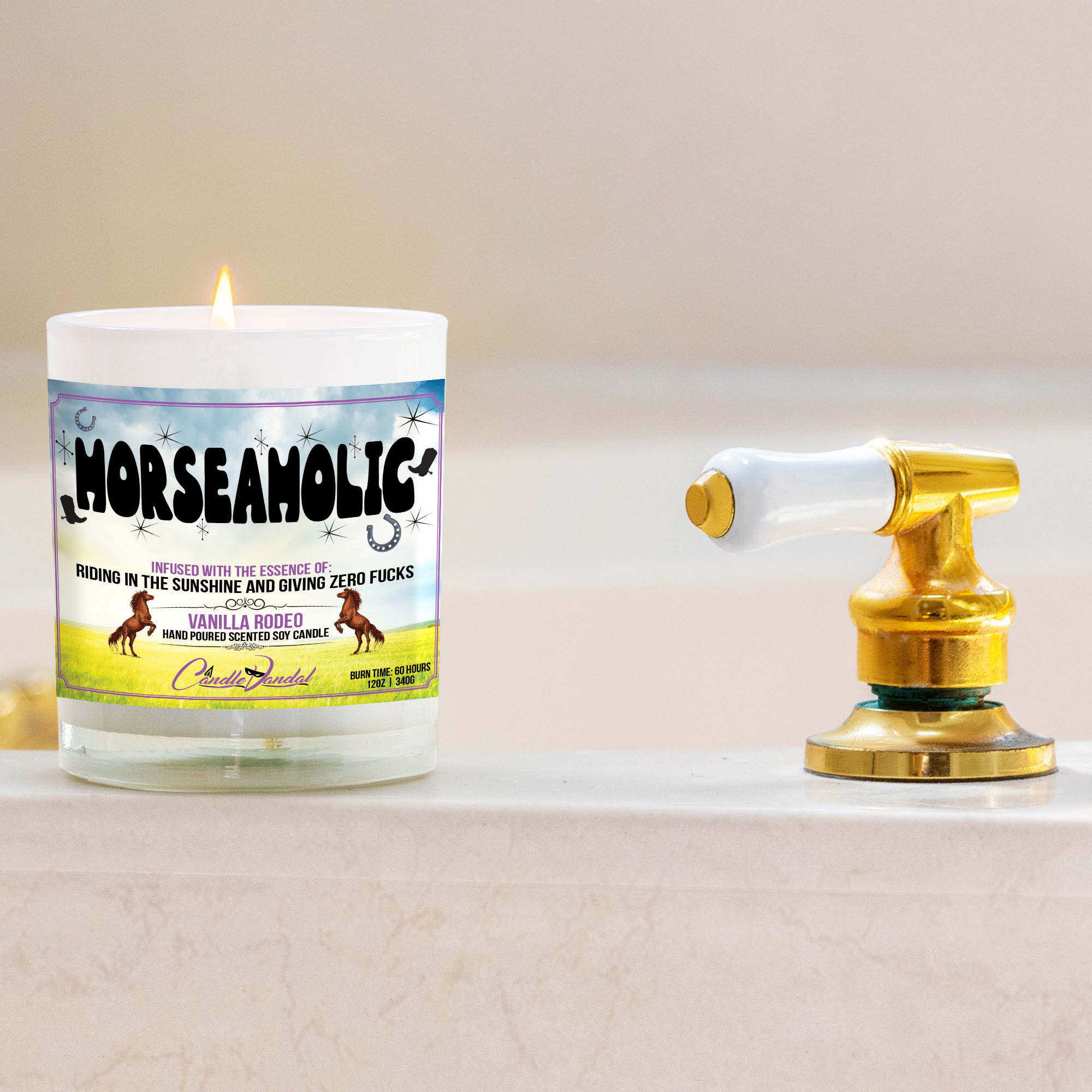 Horseaholic Bathtub Side Candle Horseaholic Bathtub Side Candle