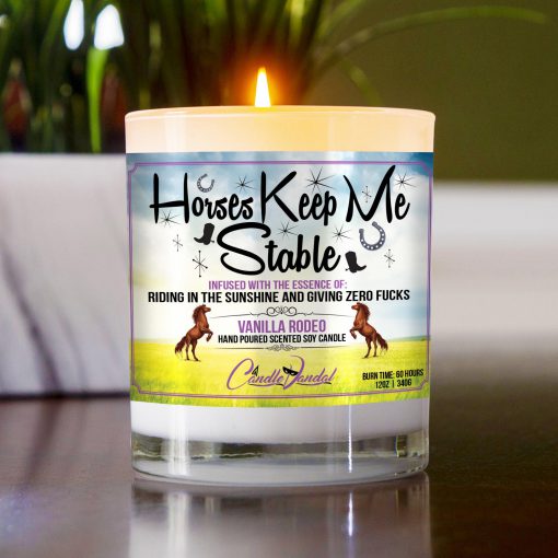 Horses Keep Me Stable Table Candle