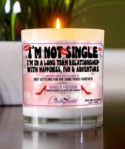 I’m Not Single I’m In A Long Term Realtionship With Happiness Fun And Adventure Table Candle