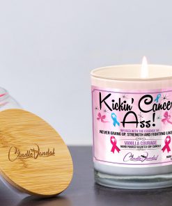 Kickin Cancers ass Lid and Candle