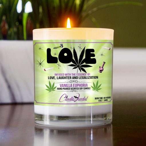 Love Marijuana Leaf Table Candle