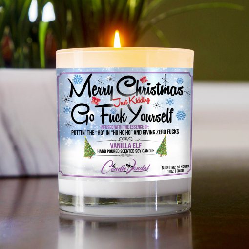 Merry Christmas Just Kidding Go Fuck Yourself Table Candle