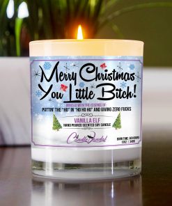 Merry Christmas You Little Bitch Table Candle