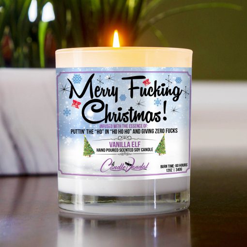 Merry Fucking Christmas Table Candle