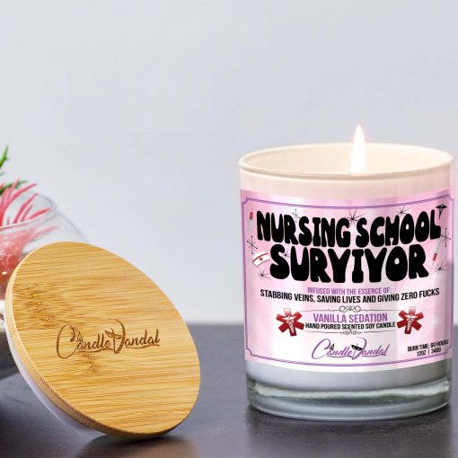 Nursing School Survivor Lid And Candle