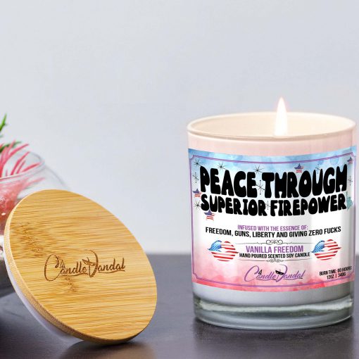 Peace Through Superior Firepower Lid And Candle