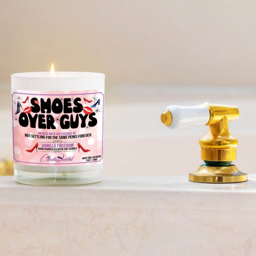 Shoes Over Guys Bathtub Side Candle