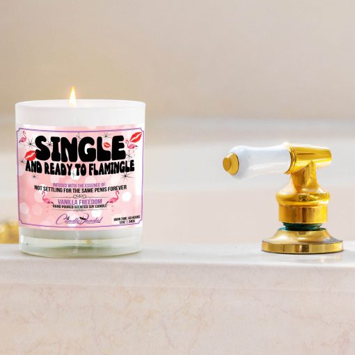 Single And Ready To Flamingle Bathtub Side Candle